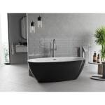 MEXEN/S - Luvo Slim volně stojící vana 170 x 75, bílá/černá, sifon a přepad gun meta 52801707575-95