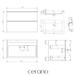 CERANO - Koupelnová skříňka Velora - dub medový, úchytka černá + umyvadlo z lit. mramoru Ovo - černá matná - 80,5x58x46,5 CER-979972