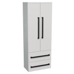 Koupelnová skříňka vysoká s černou úchytkou SAT Cube Way 60x163x33 cm bílá lesk lesk/mat CUBE3CV60BL CUBE3CV60BL