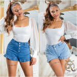 Sexy Demin Highwaist Shorts with Buttons lightblue L