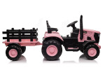 Mamido Dětský elektrický traktor s vlečkou 12V 7Ah EVA kola ECO kůže růžový