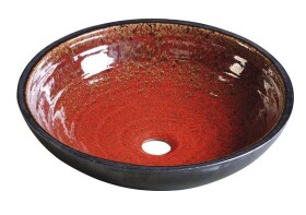 SAPHO - ATTILA keramické umyvadlo, průměr 43cm, tomatová červeň/petrolejová DK007