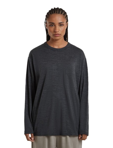 Unisex merino triko dlouhý rukáv ICEBREAKER Unisex Merino 150 LS Pocket Tee, Jet Heather velikost: M