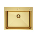VELAZO - Kuchyňský dřez 55 × 45 v PVD zlatý, s povrchovou úpravou VULKAN VELAZ5545GV