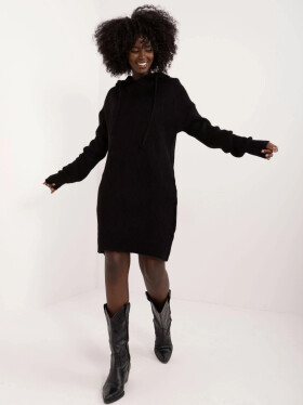 Černé úpletové šaty s kapucí (0582) odstíny černé uni velikost