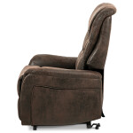 TV křeslo + eletrické polohování, hnědá látka, kov černá