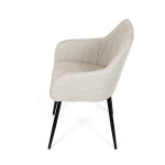 Židle jídelní, krémová látka, černý kov