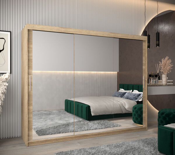 Šatní skříň Abi T3 Barva korpusu: Dub Sonoma, Rozměry: 250 cm, Dveře: Dub sonoma