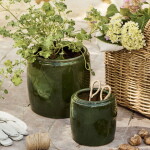 Ib Laursen Keramický obal na květináč Saigon Moss Green Small Větší, zelená barva, šedá barva, keramika