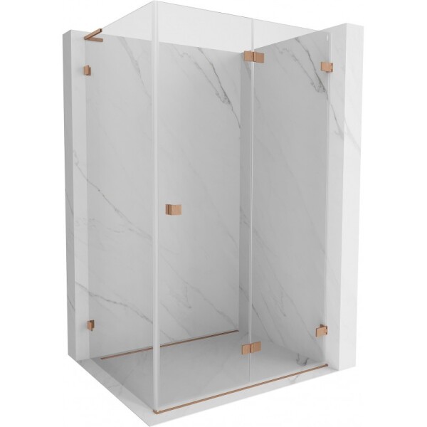 MEXEN/S - Lunar-F L sprchový kout skládací dveře pravá 90 x 80, transparent, měď kartáčovaná 836L-090-080-65-00-P