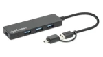 Manhattan Kombi-Hub černá / USB hub / 4x USB-A + USB-C / USB 3.2 Gen 1 / 5 Gbit/s / Bus Power (180863)