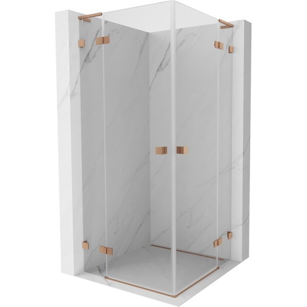 MEXEN/S - Lunar L Duo sprchový kout dveře křídlové 80 x 80, transparent, měď kartáčovaná 834L-080L-080P-65-00