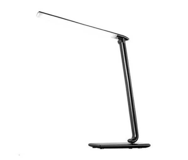 Solight LED stolní lampička stmívatelná, 12W, volba teploty světla, USB, černý lesk