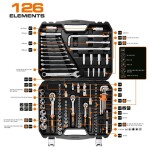 NEO TOOLS 10-070 / Sada nástrčných klíčů / 126 ks / chrom-vanadiová ocel (10-070)