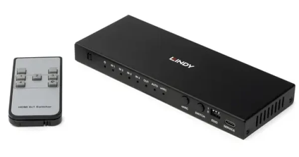 Lindy HDMI Switch 4-Port / KVM switch / 4x HDMI / 8K 60Hz / kov / černá (38386)