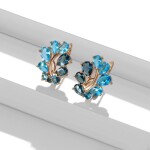 Náušnice Swarovski Elements Leah Blue - květina, Modrá
