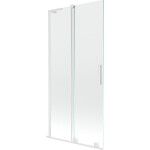 MEXEN/S - Velar L dvoukřídlá posuvná vanová zástěna 95 x 150, transparent, bílá 896-095-003-01-20