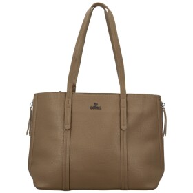 Módní dámská koženková kabelka na rameno Belle, tmavě béžová