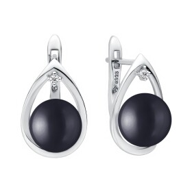 Stříbrné perlové náušnice Nancy, stříbro 925/1000, Černá