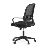 Židle kancelářská, černý MESH a černá látka, plastový kříž, houpací mechanismus.