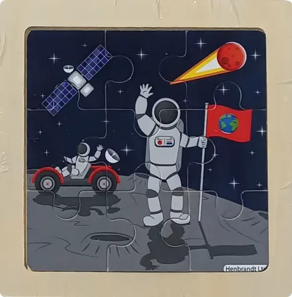 Dřevěné puzzle Vesmír: Na Měsíci 9 dílků