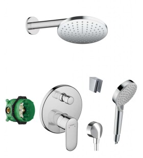 HANSGROHE - Sprchový set s baterií pod omítku, s tělesem, průměr 20 cm, 2 proudy, chrom SANI21HHH012