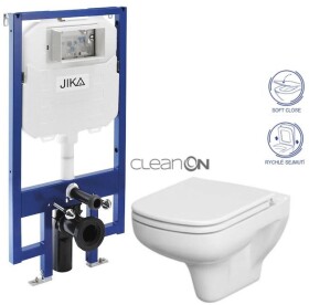 JIKA předstěnový instalační 8 cm systém bez tlačítka + WC CERSANIT CLEANON COLOUR + SEDÁTKO H894652 X CN1