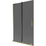 MEXEN/S - Velar L dvoukřídlá posuvná vanová zástěna 110 x 150, grafit, zlatá 896-110-003-41-50