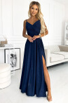 299-10 CHIARA elegantní maxi dlouhé šaty bez ramínek - GRANITE WITH BROKEN M