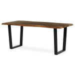 Stůl jídelní, 180x90x75 cm, MDF deska, dekor staré dřevo, kovová nohy ve tvaru U, černý matný lak