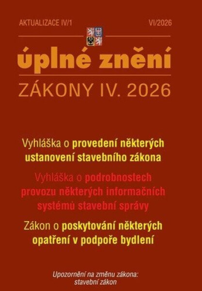 Aktualizace IV/1 2026 O poskytování některých opatření v podpoře bydlení