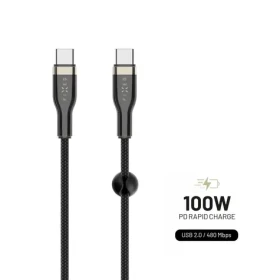 FIXED Nabíjecí a datový opletený kabel s konektory USB-C/USB-C a podporou PD 1.2m černá / USB 2.0 / 100W (FIXDB-CC12-BK)