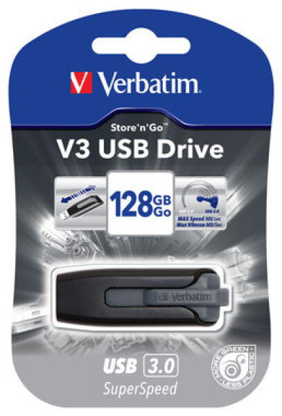 Verbatim Store'n'Go V3 128GB černá / Flash Disk / USB 3.0 / čtení: až 80 MBs / zápis: až 25 MBs (49189-V)