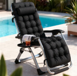 Skládací zahradní lehátko s polštářem TDC01-BK Černá