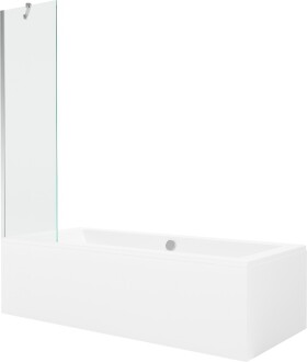 MEXEN/S - Cube obdélníková vana 180 x 80 cm s panelem + vanová zástěna 50 cm, transparent, chrom 550518080X9505000001