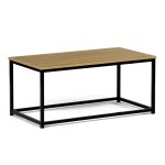 Stůl konferenční, 90x48x41 cm, MDF, dekor divoký dub, černý kov