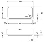 DURAVIT - D-Code Sprchová vanička 150x75 cm, Antislip, alpská bílá 720099000000001