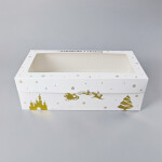 Cake star vánoční krabice bílo-zlatá s laminací L 40x20x13cm