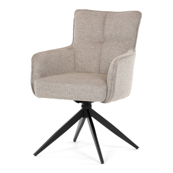 Židle jídelní, taštičkové pružiny v sedáku, 180° otočný mechanismus, lanýžová voděodolná látka, černý kov