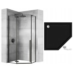 REA/S - Sprchový kout DIAMOND 90x90 - matná černá + sprchová vanička Diamond, bílá KPL-05622