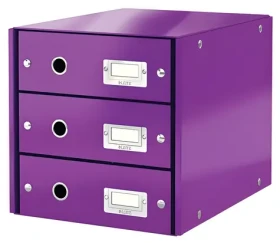 LEITZ Zásuvkový box ClickStore purpurová / 3 zásuvky / karton / 28,6 × 35,8 × 28,2 cm (60480062)