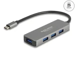 DeLock / USB Hub / 4 portový / USB-C / USB 3.2 Gen 1 / 5 Gbps / kovový (63173)