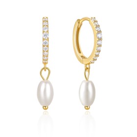 Stříbrné náušnice s perlou Enya Gold, stříbro 925/1000, Bílá