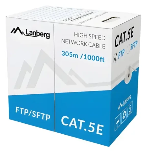 Lanberg LCF5-11CU-0305-S šedá / Síťový kabel / Cat5e / F/UTP / 305 m (LCF5-11CU-0305-S)