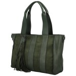 Trendy dámská koženková kabelka na rameno Marga, tmavě zelená