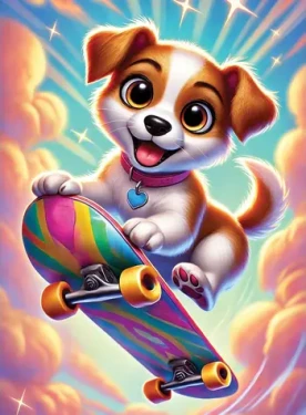 WOODEN CITY Dřevěné puzzle Pejsek na skateboardu