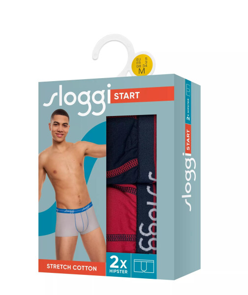 Pánské boxerky Start Hipster C2P box - BLUE - DARK COMBINATION - tm.modrá-vínová M008 - SLOGGI BLUE 5