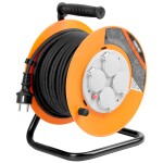 STREND PRO 213274 Prodlužovací kabel na bubnu venkovní, 20m, 4 zás., 3x1,5mm, černý, IP44