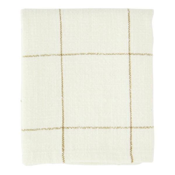 MADAM STOLTZ Bavlněná utěrka Off White/Mustard 45 x 70 cm, krémová barva, textil