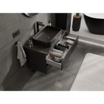 MEXEN/S - Rivel koupelnová skříňka pod umyvadlo 90 cm s deskou, 2 zásuvky, reliéf , černá mat 91A20-09047-2-BFFC71